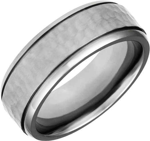 Nugget Finished, Titanium Band 8mm Wide, Comfort Fit.  Available Full or Half...
