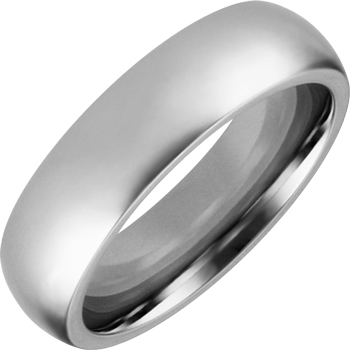 High Polished, 6mm Wide Titanium Band, Comfort Fit.  Available Full or Half S...