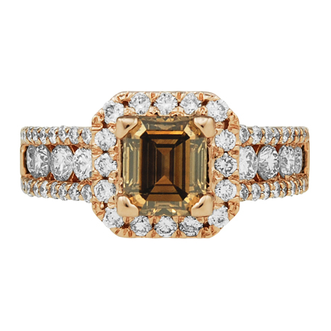 JCX309100: 2.76CTTW, 14kt Rose Gold Chocolate & White Diamond Ring.  Chocolate Diamond 1.55ct, White Accent Diamonds 1.21cttw.