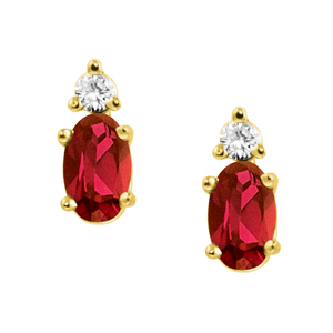 JCX302468: Genuine Garnet ''January Birthstone'' and .04cttw Diamond Earrings set in 14kt yellow gold