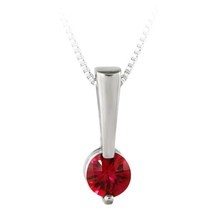 JCX302444: Sterling Silver Pendant with 5mm simulated checkerboard cut garnet ''January Birthstone'' with 18'' sterling silver box chain
