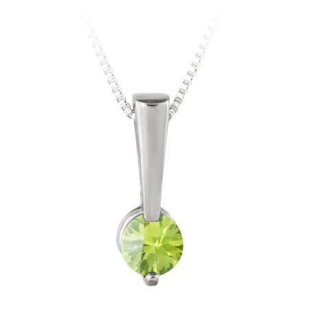 JCX302434: Sterling Silver Pendant with 5mm simulated checkerboard cut peridot  ''August  Birthstone'' with 18'' sterling silver box chain