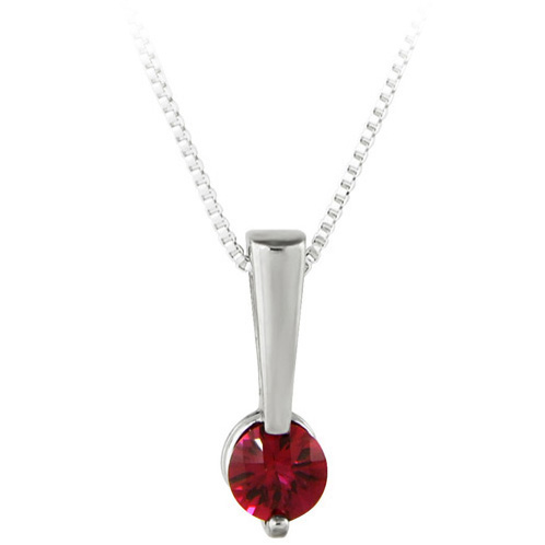 JCX308434: Your Birthstone 5mm Round Checkerboard Cut; Set in Sterling Silver Mounting and Furnished with 18'' Sterling Silver Box Chain.  Matching Earring ER1905