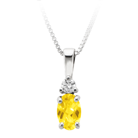 November Birthstone; 6x4 oval simulated checkerboard cut Citrine and 2.7mm ro...