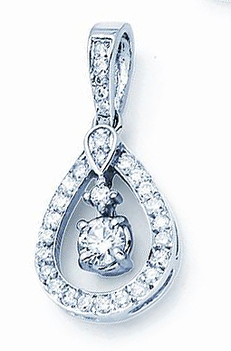JCX308504: 14kt Diamond Pendant; .75cttw; 3/8ct Diamond Center with .36cttw Accent Diamonds.  Available as a semi mount made to hold a round or pear shape center