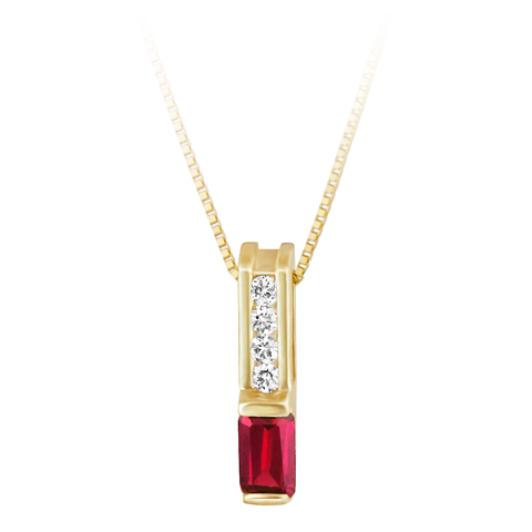 JCX302396: Genuine Mozambique Garnet  ''January Birthstone'' and .06cttw Diamond 10kt yellow gold pendant furnished with a 18'' 10kt box chain