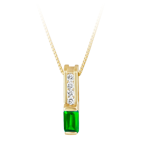 Lab Created Emerald  &#39;&#39;May Birthstone&#39;&#39; and .06cttw Diamond 1...