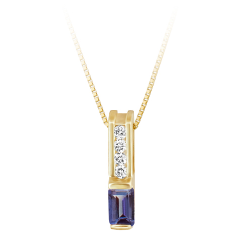 JCX302388: Lab Created Alexandrite ''June Birthstone'' and .06cttw Diamond 10kt yellow gold pendant furnished with a 18'' 10kt box chain