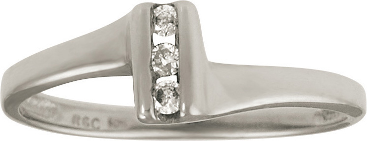 JCX308593: 10kt Three Stone Diamond Ring; .06cttw Total Diamond Weight; available white or yellow gold.