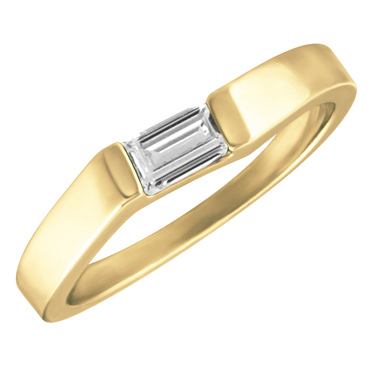 JCX302305: White Cubic Zirconia ''April Birthstone'' 5x3 Rectangle Cut Baguette Ring 10KT yellow gold