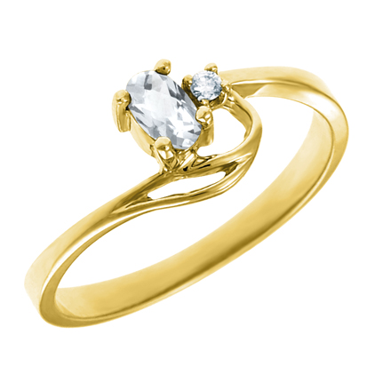 Genuine White Topaz 5x3 oval ( April birthstone) set in 10kt yellow gold ring...