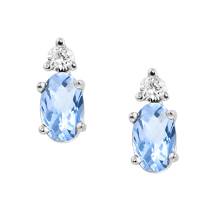 JCX302267: Genuine Aquamarine ''March Birthstone'' and .04cttw Diamond Earrings set in 14kt white gold