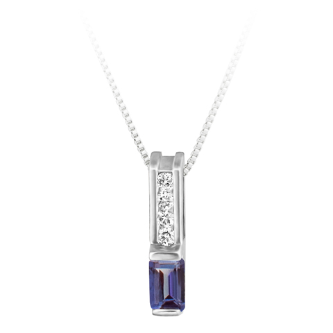 JCX302240: Lab Created Alexandrite ''June Birthstone'' and .06cttw Diamond 10kt white gold pendant furnished with a 18'' 10kt box chain