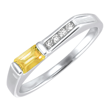 JCX302198: Genuine Citrine ''November Birthstone'' and .06cttw Diamond 10kt white gold ring