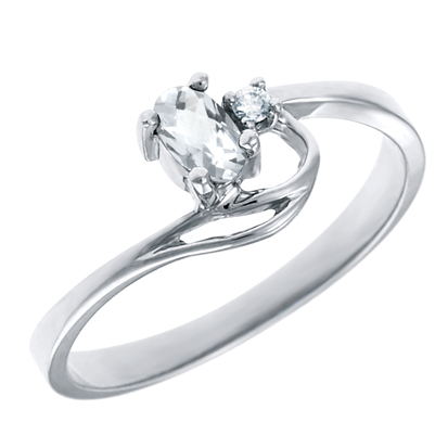 JCX302170: Genuine White Topaz 5x3 oval ( April birthstone) set in 10kt white gold ring with .02ct round diamond accent.
