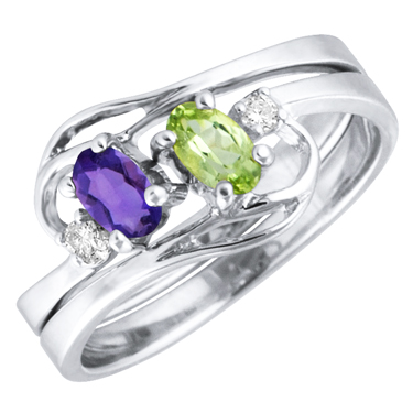 JCX302163: Stackable Ring; a two stone Mom's ring or celebrate your love as a Sweethearts ring.  Choose any two birthstones and have your jeweler join them together.