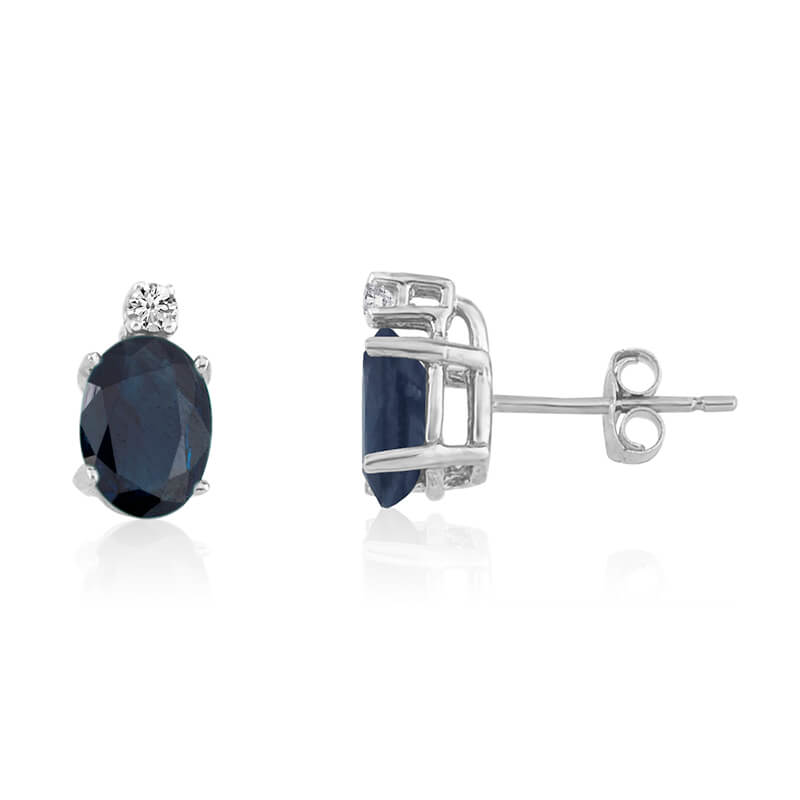 JCX2237: 14k White Gold Oval Sapphire and Diamond Earrings