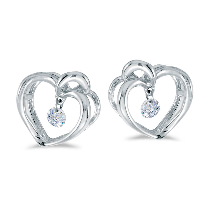 JCX2464: 14K White Gold .16 ct Diamond Heart Dashing Diamonds Earrings