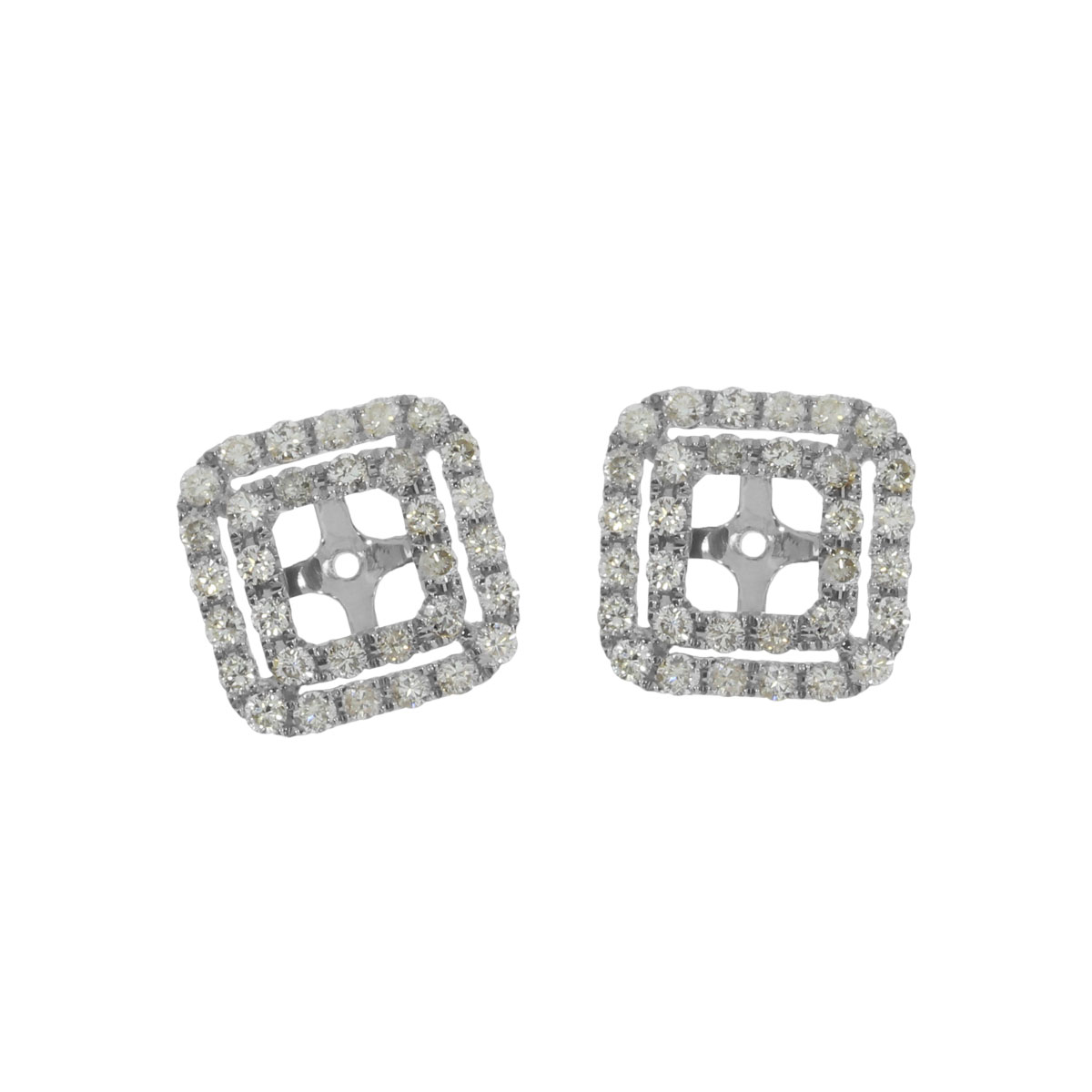 JCX2468: 10.2 ct diamond earring jackets in 14k white gold.