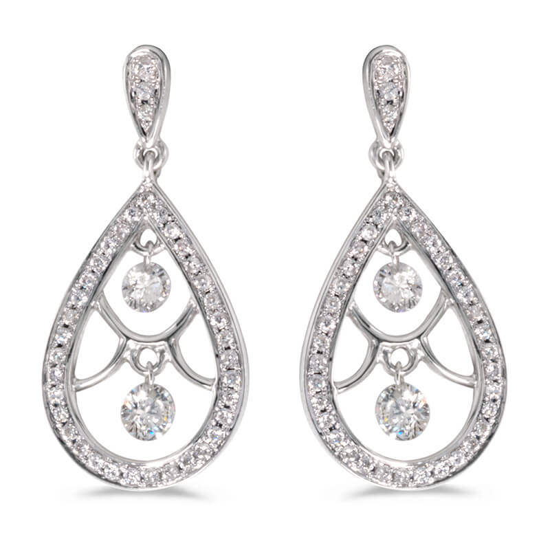 JCX2470: 14K White Gold .60 ct Diamond Dashing Diamonds Earrings
