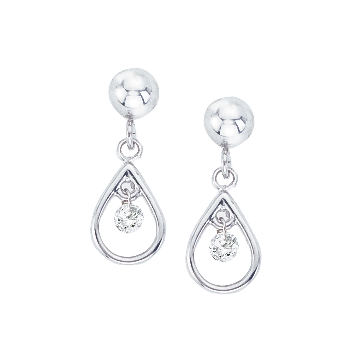 10k white gold Dashing Diamonds dangle earrings with shimmering stones that dance with every heartbeat for a beautiful and bright look.