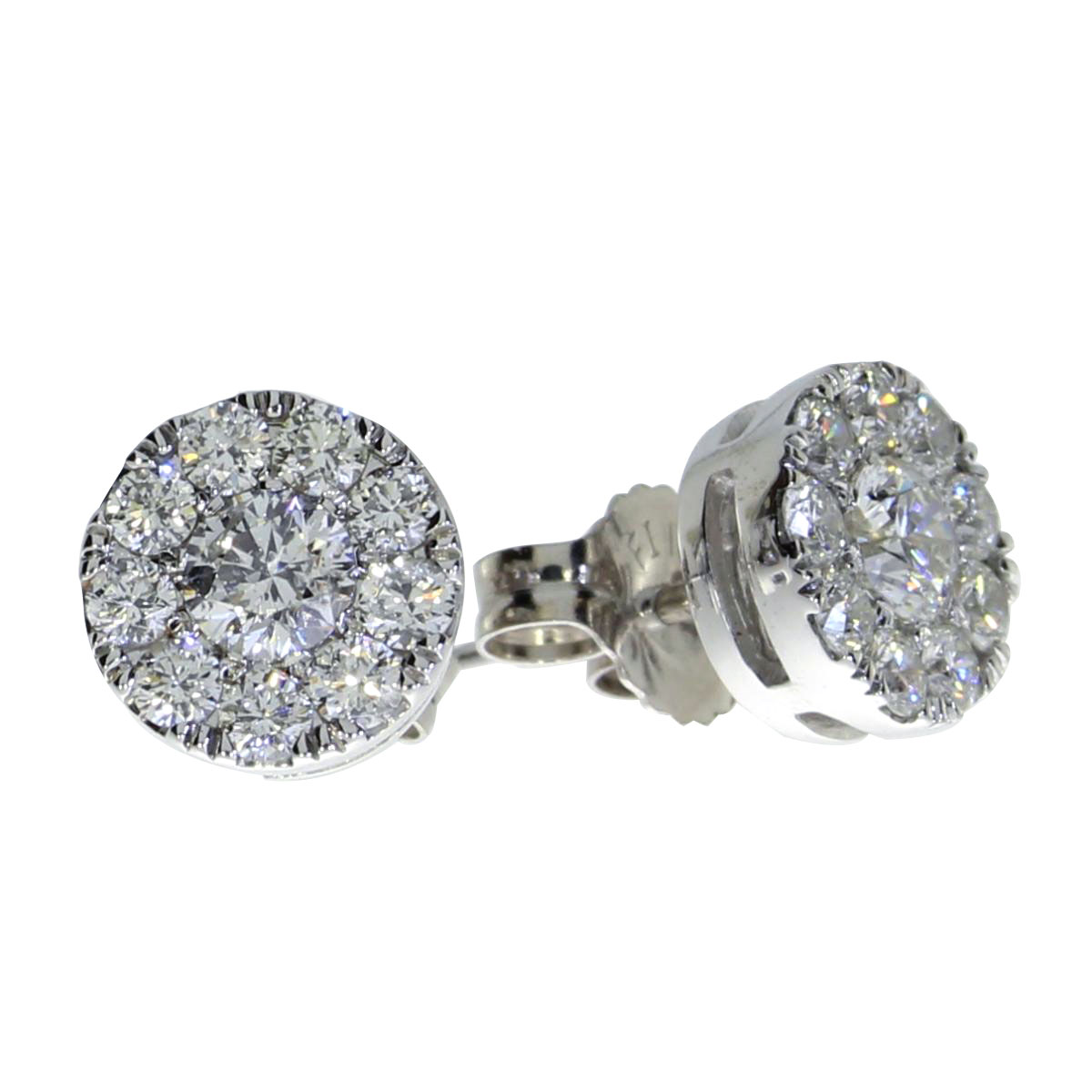 JCX2498: Gorgeous 14k white gold earrings with a .75 total carat cluster of shimmering high quality diamonds.