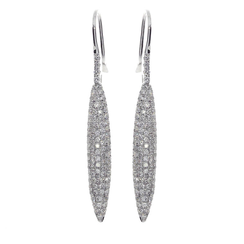 JCX2508: 14K White Gold Long Diamond Drop Earrings