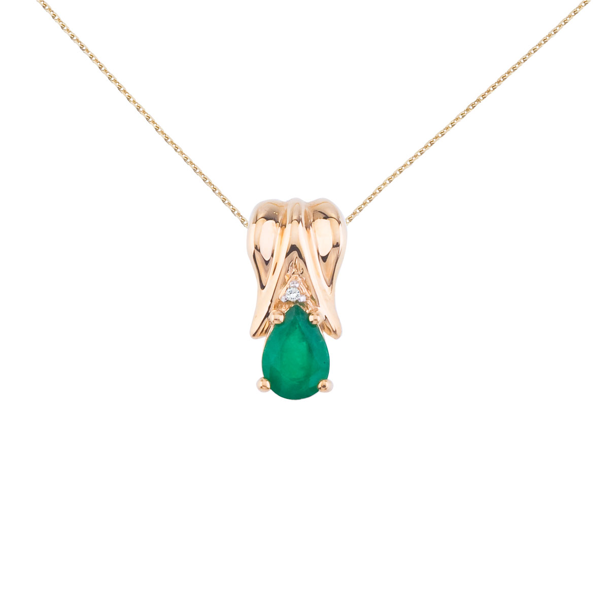 JCX2711: 7x5 mm natural emerald diamond accented pendant in 14k white gold.