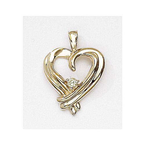 JCX2771: Beautiful heart pendant with a bright .05 ct diamond set in 14k yellow gold.