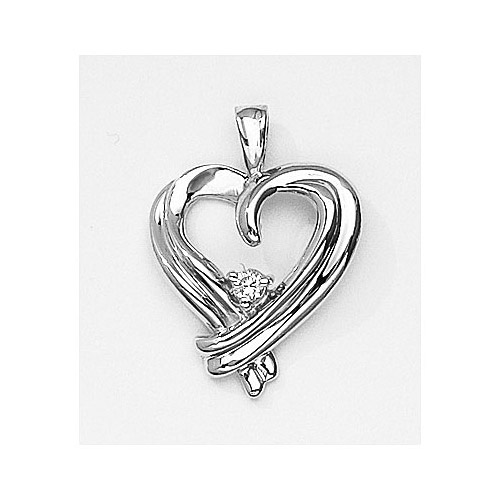 JCX2772: Beautiful heart pendant with a bright .05 ct diamond set in 14k white gold.