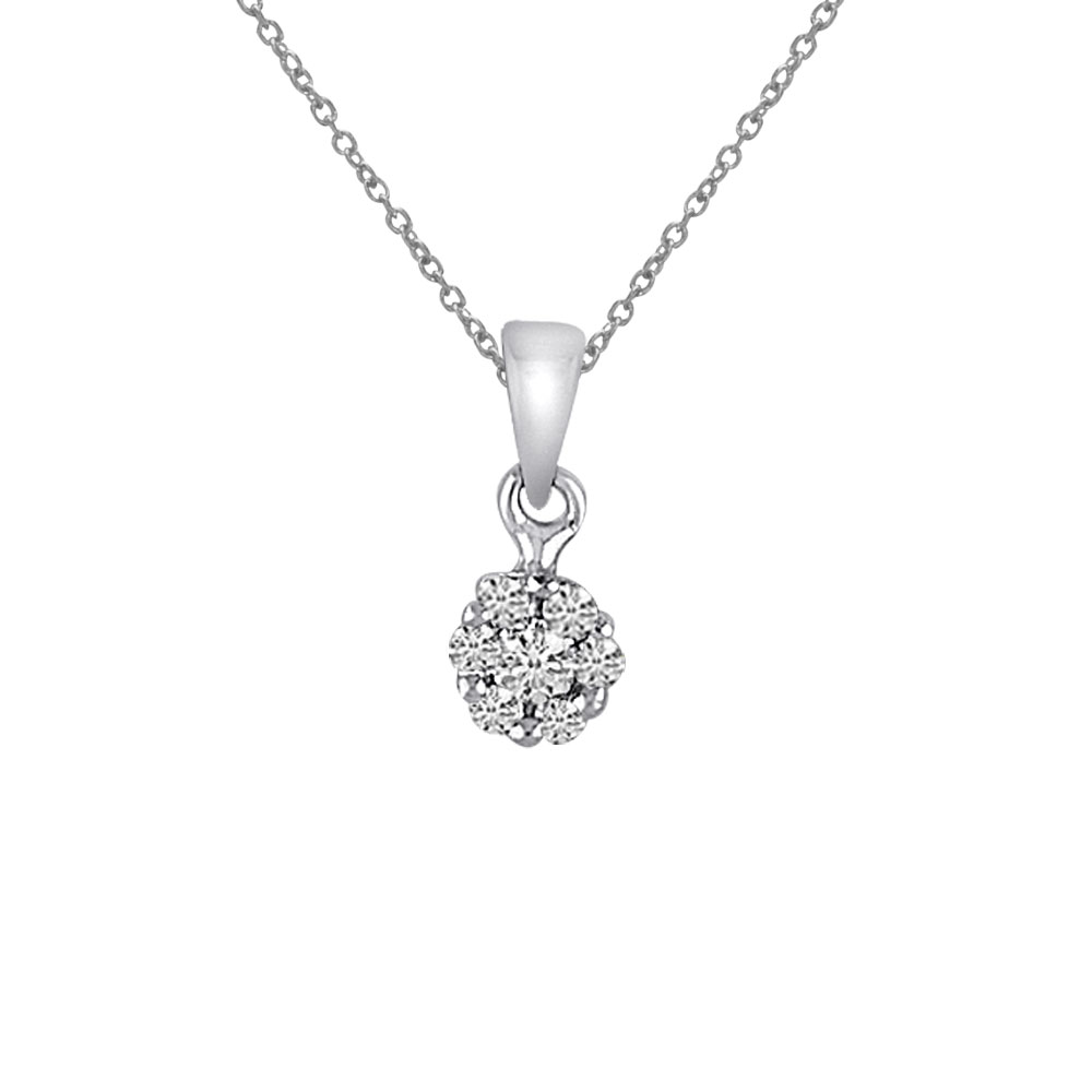 JCX2788: .25 ct cluster of bright and beautiful diamonds set in a charming 14k white gold pendant.