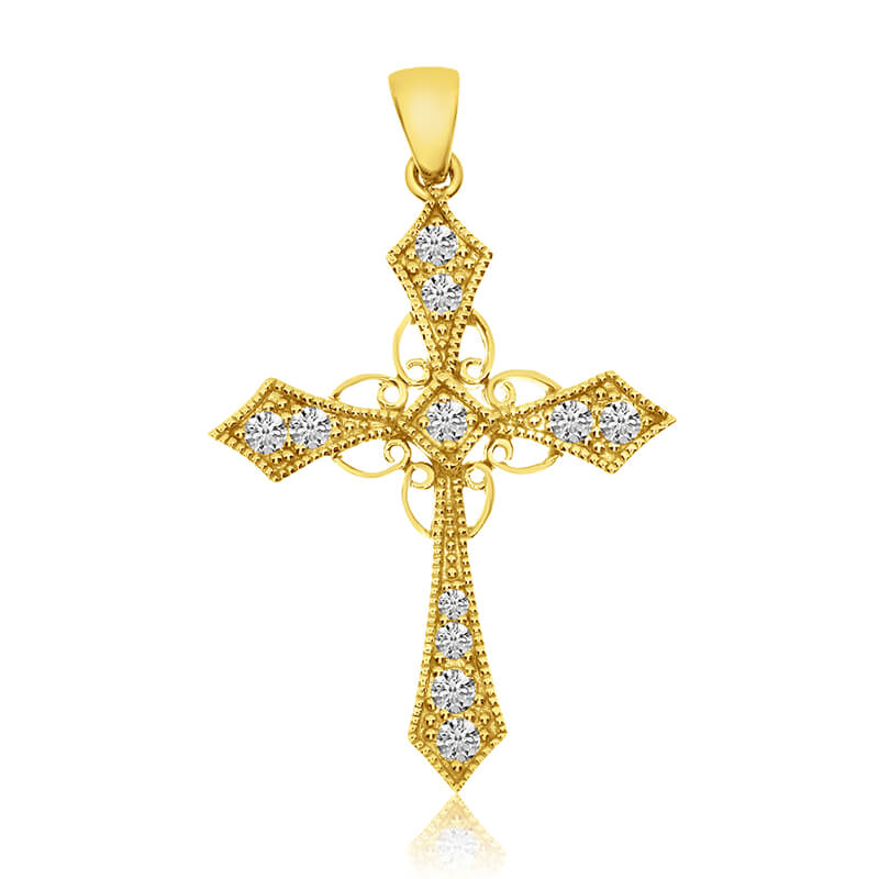 JCX2798: 14K Yellow Gold Diamond Celtic Cross