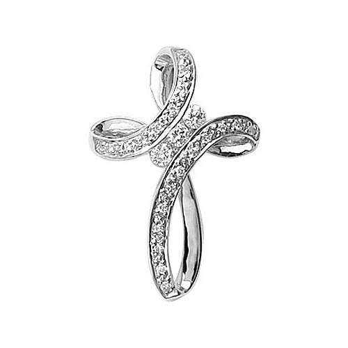 JCX2802: 14k white 3 stone gold cross featuring .25 total ct diamonds. A fashionable take on a classic design.