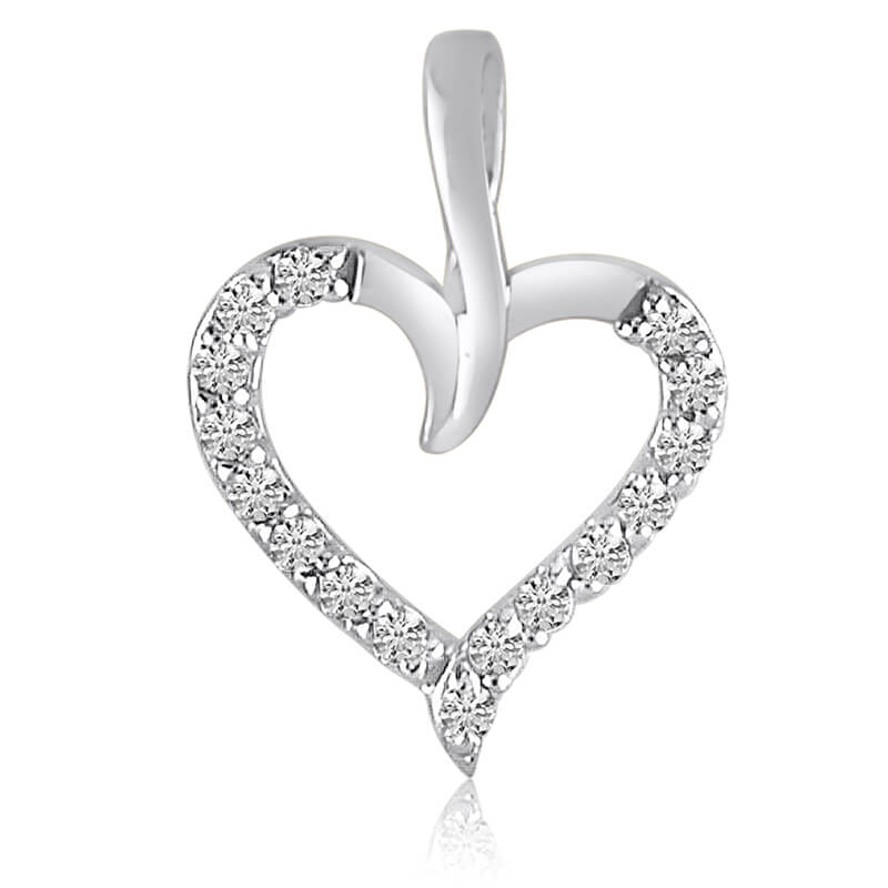 JCX2810: .25 total ct diamonds set in a beautiful 14k white gold heart pendant.
