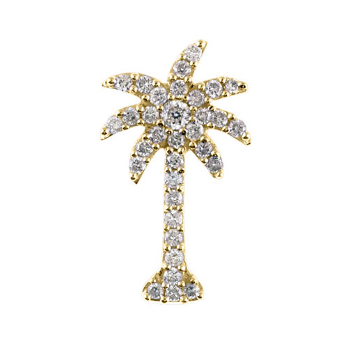 JCX2818: .50 ct diamond palm tree shaped pendant set in 14k yellow gold.