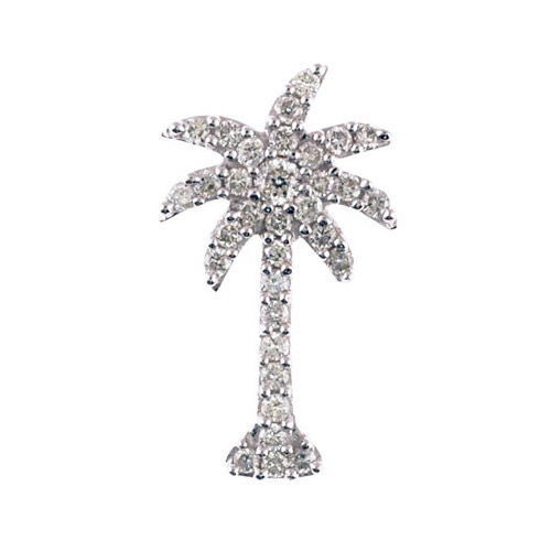JCX2819: .50 ct diamond palm tree shaped pendant set in 14k white gold.