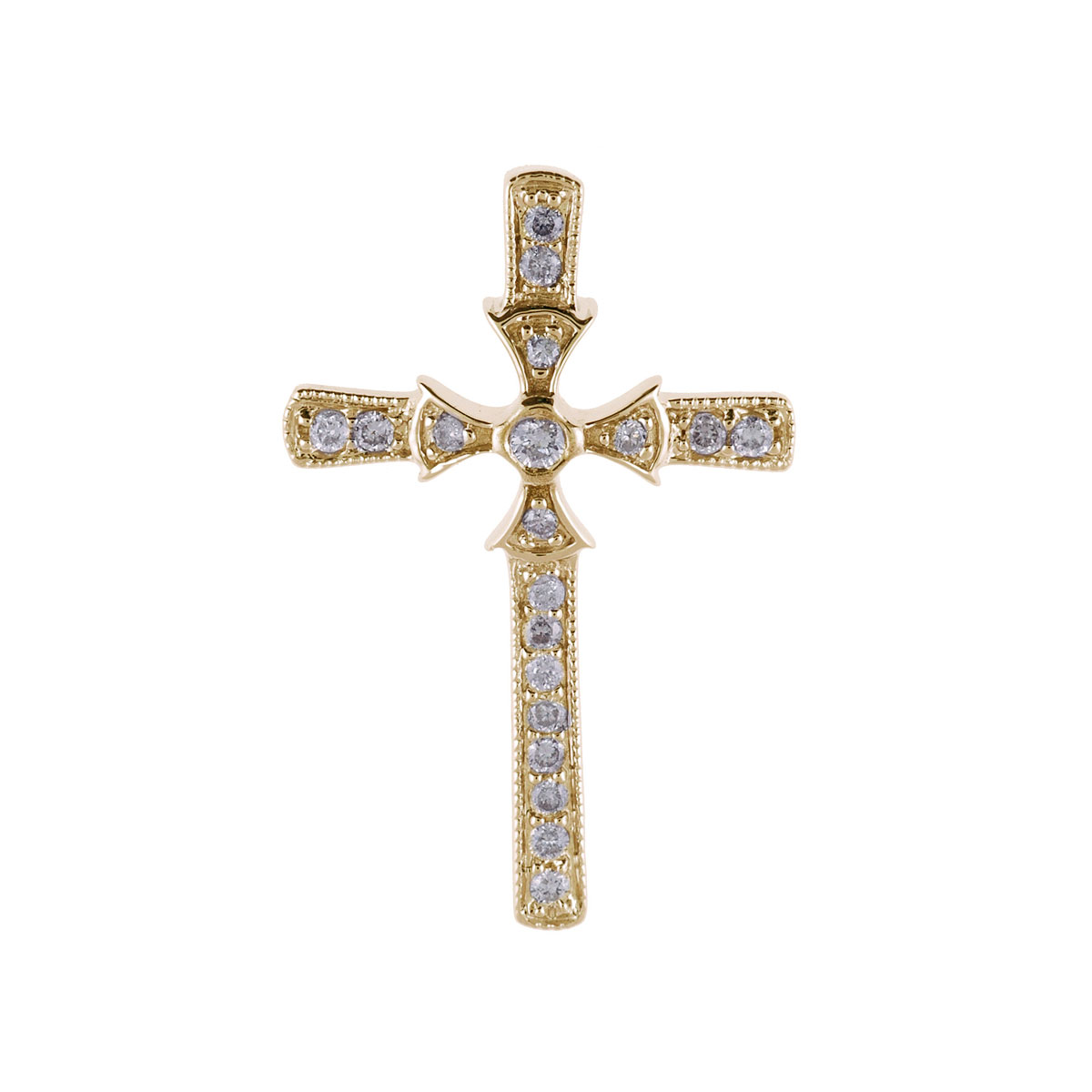 JCX2854: A simple and modern .20 ct diamond cross in 14k yellow gold.