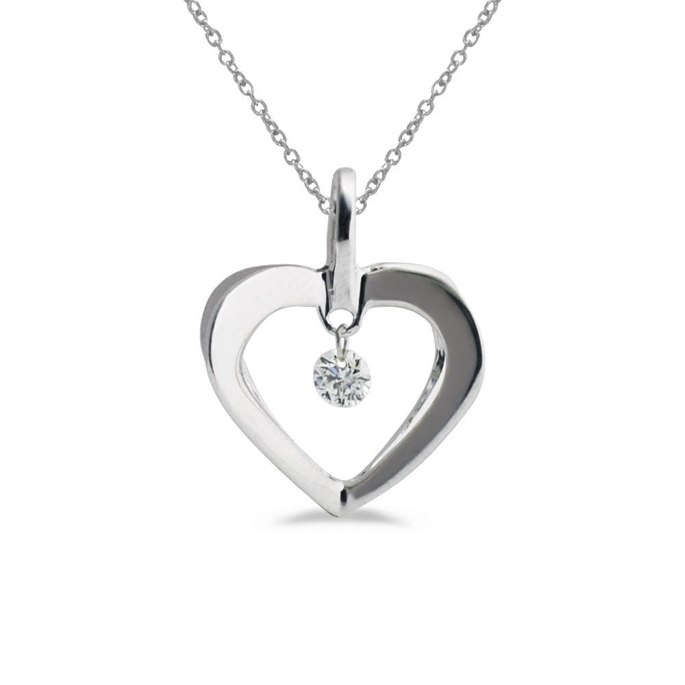 JCX2855: 14k gold Dashinng Diamonds pendant with 0.08 total ct diamonds. The center dangling diamond dances and shimmers with every heartbeat.
