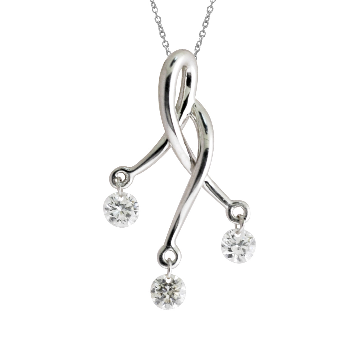JCX2858: 14k gold Dashinng Diamonds pendant with 0.24 total ct diamonds. The center dangling diamond dances and shimmers with every heartbeat.
