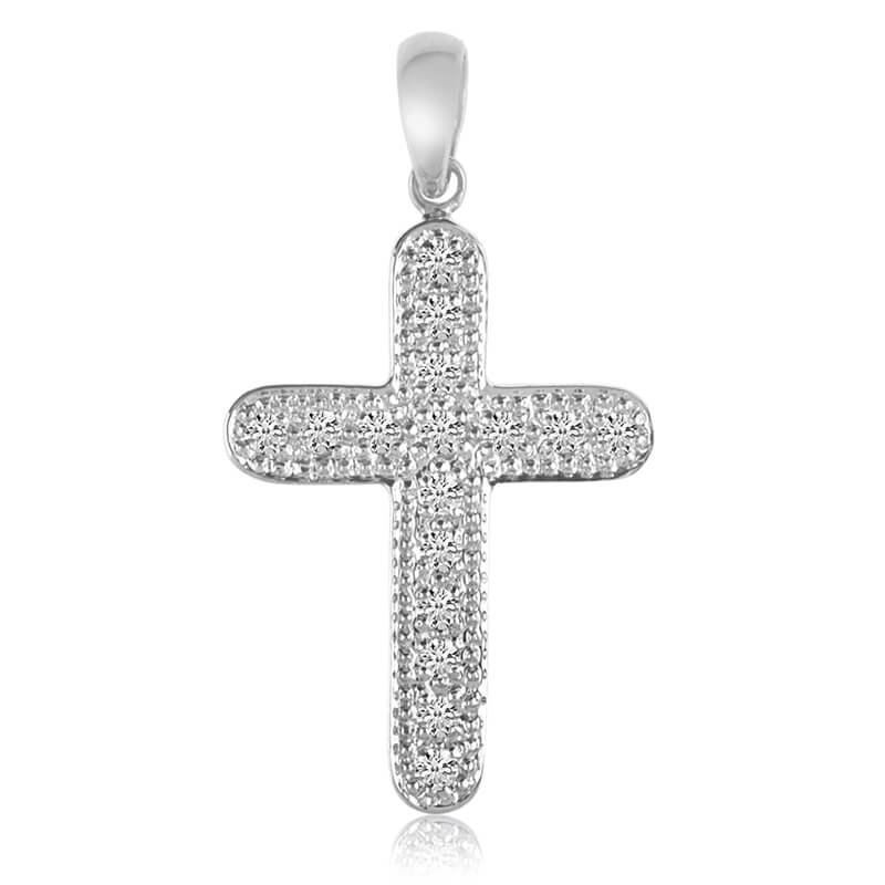 JCX2873: A bold and dashing 14k yellow gold cross with .24 total ct diamonds.