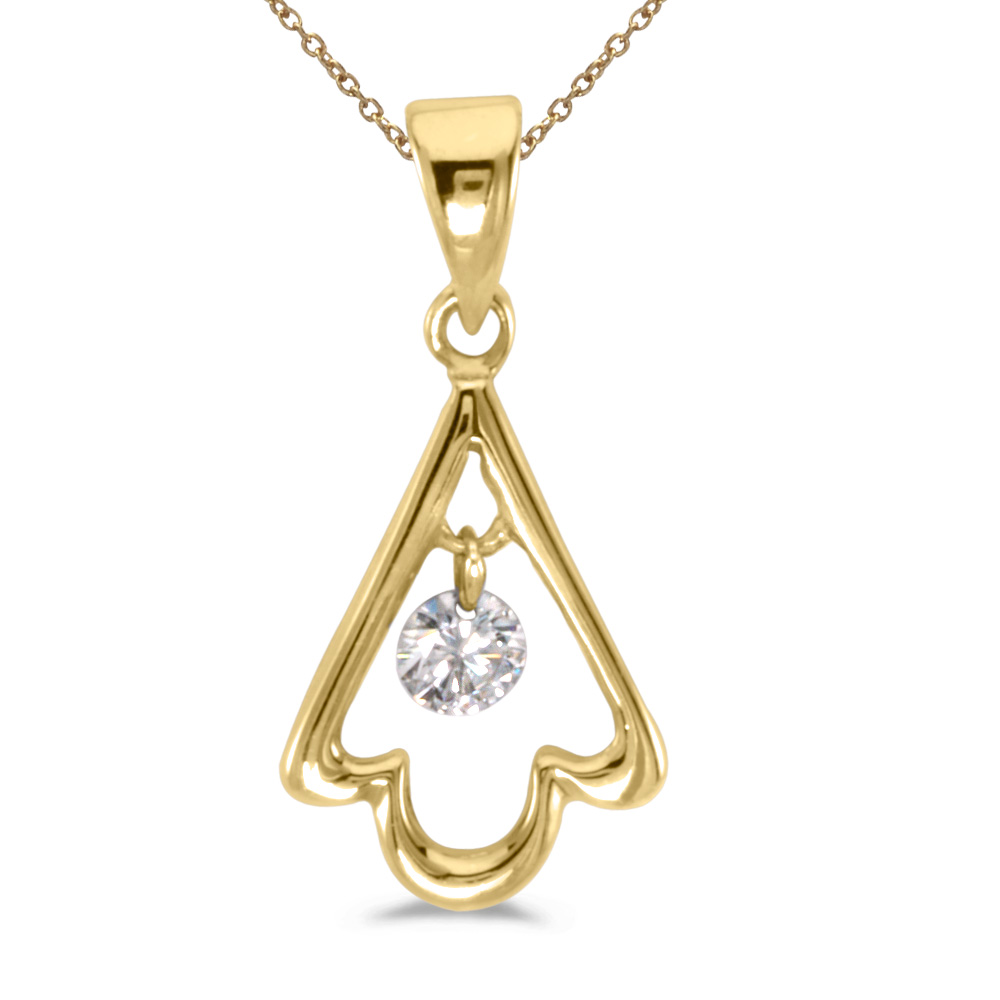 JCX2874: 14k gold Dashinng Diamonds pendant with 0.08 total ct diamonds. The center dangling diamond dances and shimmers with every heartbeat.
