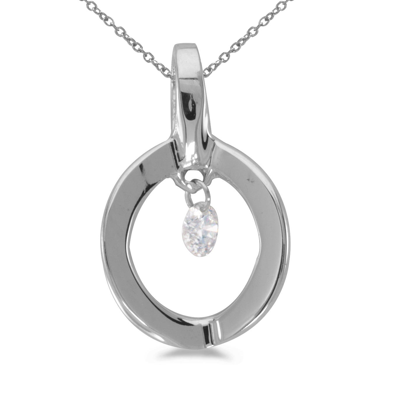 JCX2893: 14k gold Dashinng Diamonds pendant with 0.08 total ct diamonds. The center dangling diamond dances and shimmers with every heartbeat.