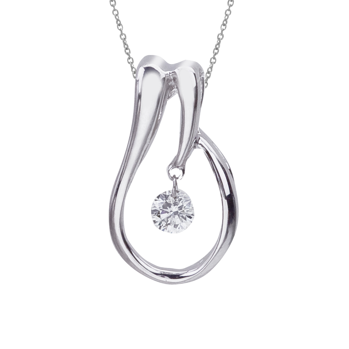 JCX2908: 14k gold Dashinng Diamonds pendant with 0.10 total ct diamonds. The center dangling diamond dances and shimmers with every heartbeat.