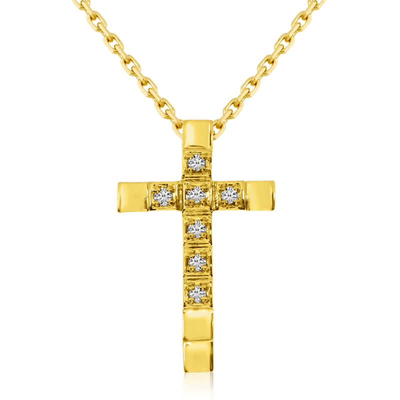 JCX2928: 14K Yellow Gold Straight Diamond Cross