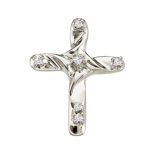 JCX2940: 14k white gold cross with shimmering diamond accents.