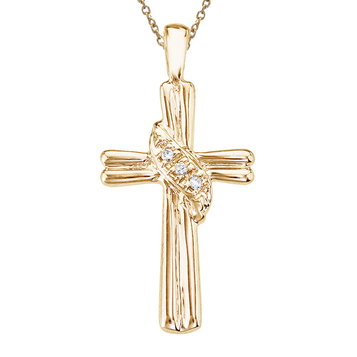 JCX2945: 14k yellow gold cross with shimmering diamond accents. A beautiful and fashionable design.