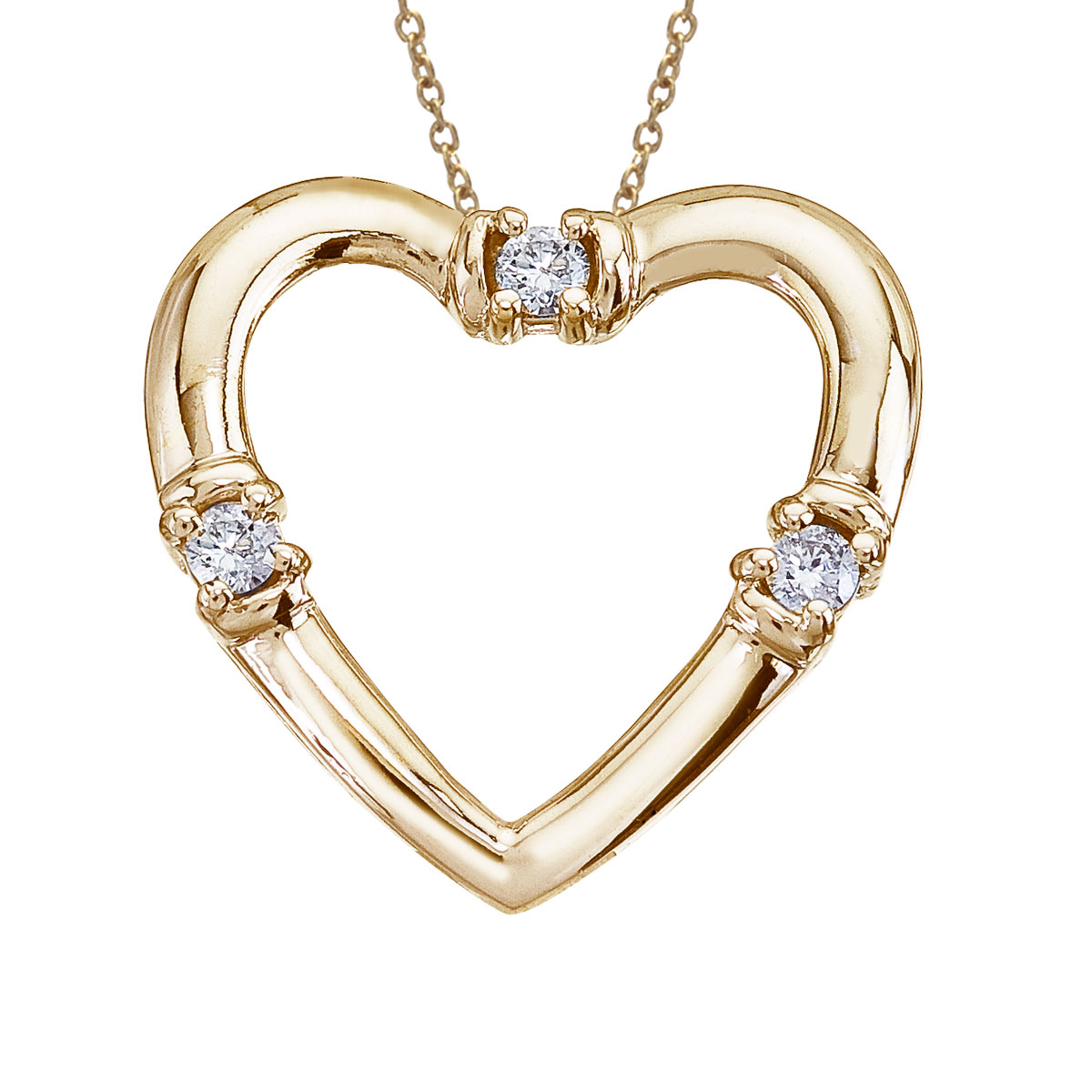 JCX2949: Heart shaped 14k yellow gold pendant with radiant diamonds to symbolize true love.