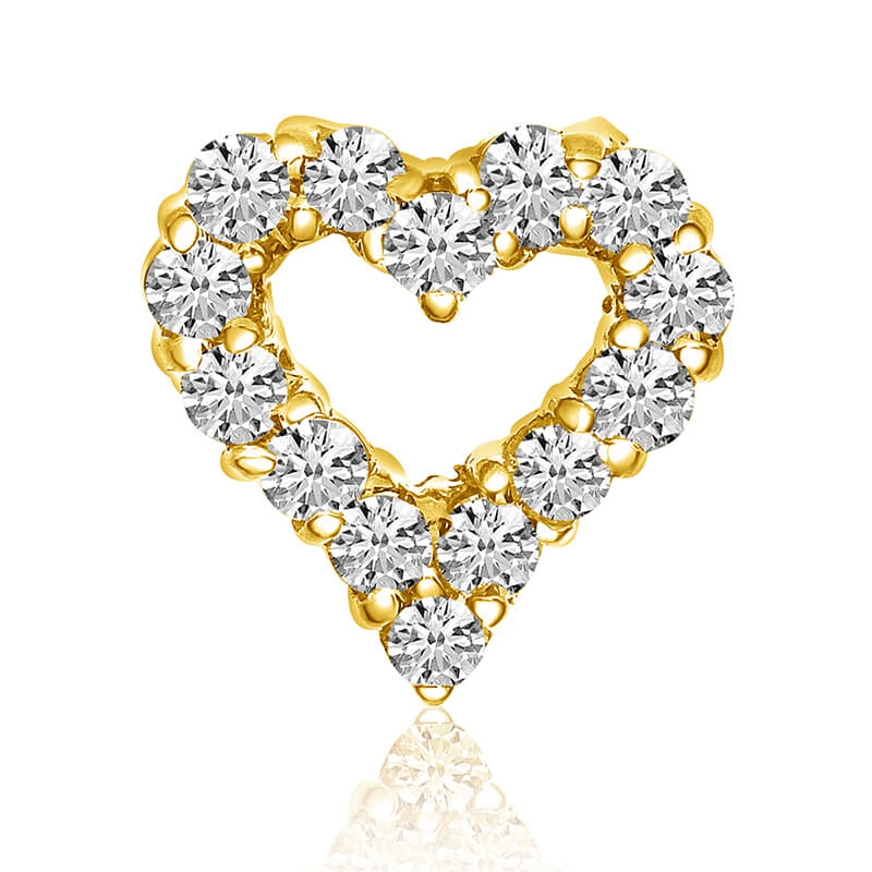 JCX3006: 1.00 ct diamond heart pendant in 14k yellow gold.