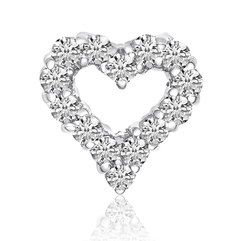 JCX3007: 1.00 ct diamond heart pendant in 14k white gold.