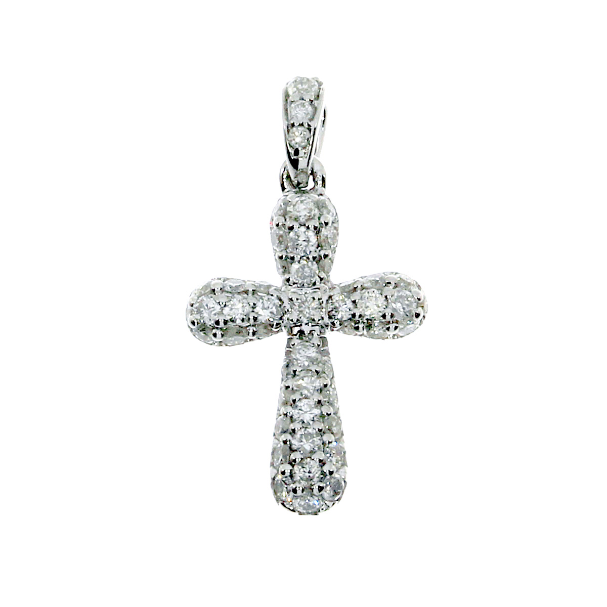 JCX3058: 14k white gold cross pendant with shimmering diamonds.